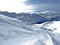 Amazing sport-recreational snowy winter tracks for skiing and snowboarding in the alpine Swiss tourist resort of Arosa