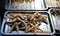 Amazing street food Roasted fried starfish as snack in china