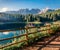 Amazing summer view of Carezza Karersee lake. Spectacular morning scene of Dolomiti Alps, Province of Bolzano, South Tyrol, Ital