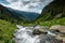 Amazing summer view of the mountain landscapes from Fagaras Romania with rocks forests and a lot of vegetation