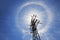 Amazing sun halo above power supply network