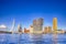 Amazing Sunny Cityscape View of Rotterdam Harbour and Port in Front of Erasmusbrug