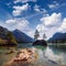 Amazing sunny summer day on the Hintersee lake