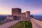 Amazing sunset at Castle Marvao, a small picturesque village in the Alentejo, Portugal. Panoramic view landscape. This landmark is