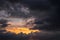 Amazing sunset cumulus clouds with orange color