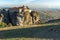 Amazing Sunset Panorama of Holy Monastery of St. Stephen in Meteora, Greece