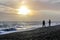 Amazing sunset on the seafront in Brighton beach, Brighton and Hove.