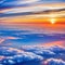 amazing sunset sky and clouds from above art