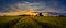 Amazing sunset and sunrise over the windmill and over the grain field