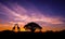 Amazing sunset and sunrise.Panorama silhouette tree on africa.Dark tree on open field dramatic sunrise.Safari theme.