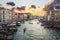 Amazing Sunset View from Venice Rialto Bridge with Grand Canal