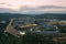 Amazing top view on Brno city, Czech republic at summer evening. Area around exhibition center, road, buildings, hotels, velodrome