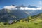 Amazing touristic alpine village in alpine valley, Switzerland