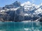 Amazing tourquise Oeschinnensee with Swiss Alps Kandersteg