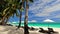 Amazing tropical beach landscape with palm trees. Boracay island, Philippines