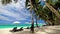 Amazing tropical beach landscape with palm trees. Boracay island, Philippines