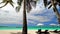 Amazing tropical beach landscape with palm trees. Boracay island, Philippines