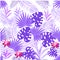 Amazing tropical plants are made in lilac colors. The backdrop is white.