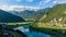 The amazing turquoise SoÄa river in Slovenia.