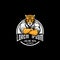 Amazing and unique tiger cartoon martial arts athletes round emblem logo vector template