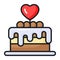 An amazing vector of cake with heart, valentine cake