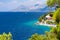 Amazing view on adriatic sea on Makarska riviera coast in Bratus in Dalmatia in Croatia