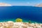 Amazing view on azure aegean sea from symi island, Dodecanese, Greece