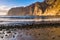 Amazing view from beach in Los Gigantes with high cliffs on the