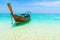 Amazing view of beautiful beach with traditional thailand longtale boat. Location: Bamboo