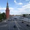 Amazing view from the bridge to the Kremlin, river and busy street
