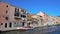 Amazing view on colorful buildings from boat sailing on Grand Canal in Venice