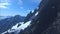 Amazing view from a descending gondola cable car from a mountain peak in winter (Lomnicky Peak, High Tatras, Slovakia)