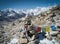Amazing view in Everest Base Camp trek from Kalla Patar peak, with colored prayers flags
