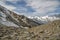 Amazing view on Fee glacier and many 4000 peaks above the Saas-Fee village in Switzerland