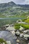 Amazing view with Fog over The Twin lake, The Seven Rila LakeÑ