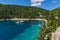 Amazing view of Foki Fiskardo Beach, Kefalonia, Greece