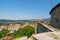 Amazing view of Gorizia city centre from wall of medieval castle, Friuli Venezia Giulia, Italy