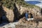 Amazing view of grassy rocky cliffs by the cantabrian sea with violent waves, asturias, spain - Asturian concept