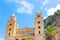 Amazing view of historical Cefalu Cathedral in Italian Sicily. The famous Roman Catholic basilica was built in Norman