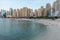 Amazing view of Jumeirah Beach Residence and Dubai Marina Waterfront Skyscraper, Residential and Business Skyline in Dubai Marina,