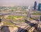 Amazing view of the junction roads from above in Dubai. Traffic on the highway. Background wallpaper photo
