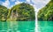 Amazing view of lagoon in Koh Hong island from kayak. Location: