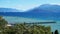 Amazing view of Lake Garda from the park Parco Pubblico Tomelleri in Sirmione town, Italy