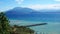 Amazing view of Lake Garda from the park Parco Pubblico Tomelleri in Sirmione town, Italy