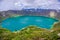 Amazing view of lake of the Quilotoa caldera. Quilotoa is the western volcano in Andes range and is located in andean