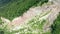 Amazing view of the landslide on a mountain road near Naqerala Pass. Serpentine road and old rockfall in Ambrolauri