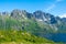 Amazing view at Lofoten islands, Austnesfjorden, Norway. Fjord summer landscape travelers rest area