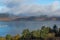 Amazing view of Low clouds over water of Batak Reservoir, Bulgaria