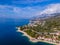 Amazing view at Makarska rivera beaches with apartments. Podgora-Caklje area