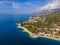 Amazing view at Makarska rivera beaches with apartments. Podgora-Caklje area